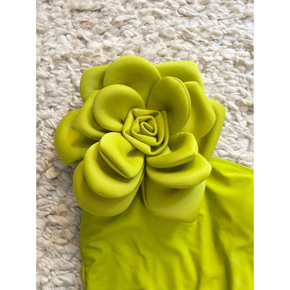 Women's Sporlike Lime Green One-Shoulder Floral One Piece Swimsuit M - Picture 10 of 10